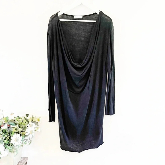 Zara Deep Cowl Neck Plunge 100% Linen Black Dress Size M Women’s - Picture 1 of 8